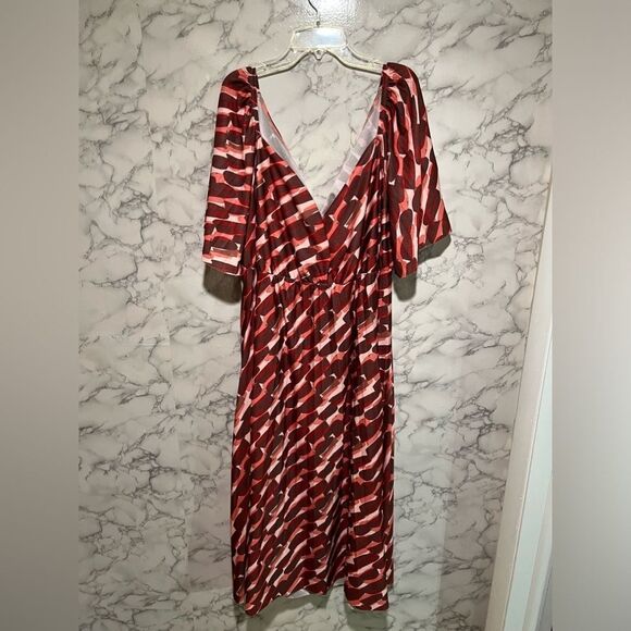 ASOS DESIGN Curve pleated twist back midi dress in abstract smudge print - Picture 1 of 15